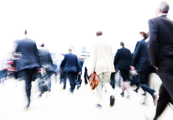 Blurred scene of crowded people are walking in rush