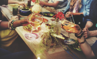 Friends having a summer party