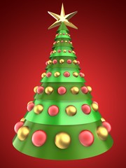 3d Christmas tree over red