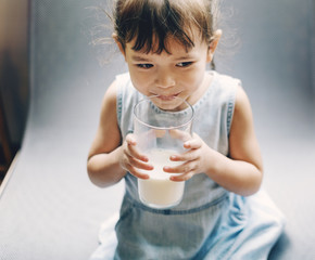 Small Girl Drink Milk Concept