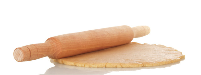 Formed dough layer, ready for slicing biscuit, isolated on white background
