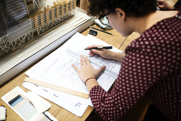 Woman working on document work