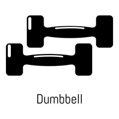 Fitness dumbbell icon, simple black style