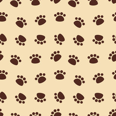 seamless pattern with brown animal footprints