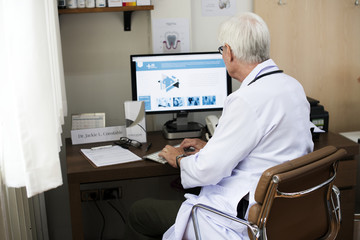 Doctor is working at the hospital
