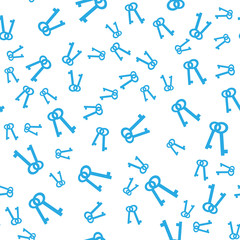 Vector seamless abstract pattern. Blue keys on white background