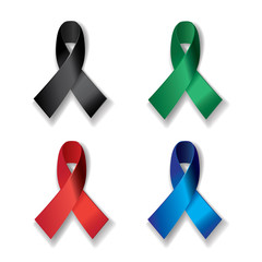 Set of awareness ribbons. Vector illustration.