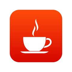 Cup of hot drink icon digital red
