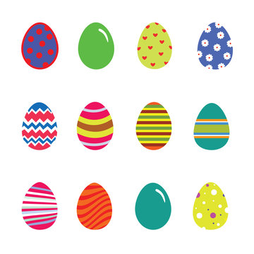 Easter eggs icons. Easter eggs for Easter holidays design on white background. Vector illustration.