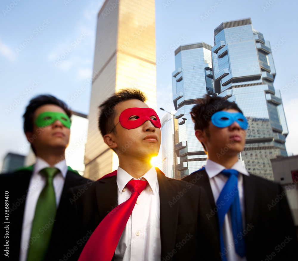 Wall mural Asian business superheros, Hong Kong.