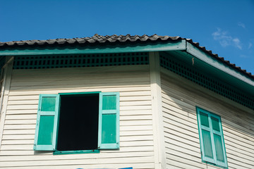 Colors of the vintage wooden windows