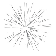 Sun burst, star burst sunshine. Radiating from the center of thin beams, lines.  Abstract explosion, speed motion lines 