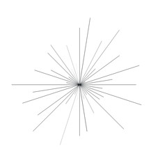 Sun burst, star burst sunshine. Radiating from the center of thin beams, lines.   Dynamic style. Abstract explosion Design element