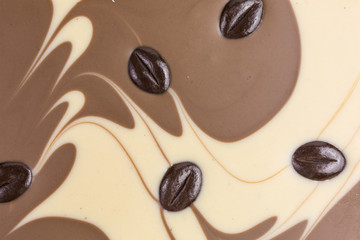 bar of white and dark chocolate with coffee beans