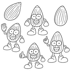 vector set of almond cartoon