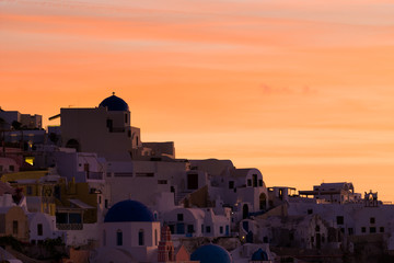 Oia village  at the Santorini Island at sunset