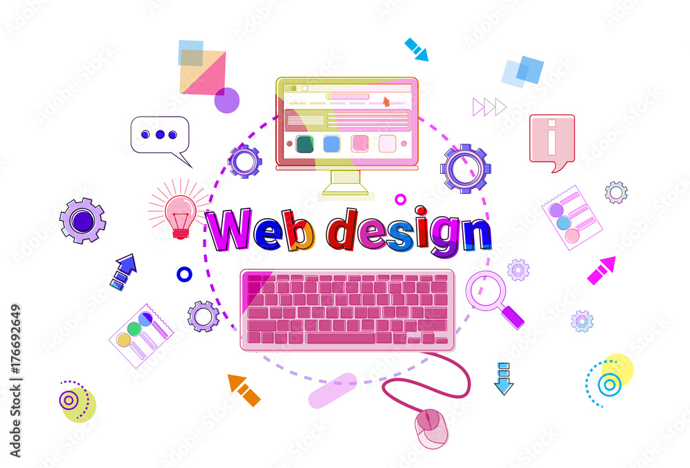 Poster web design concept creative process software development programming banner vector illustration