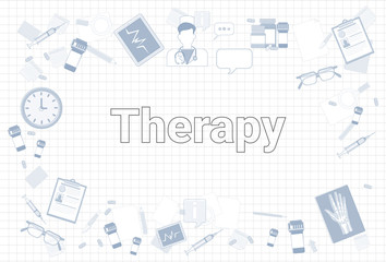 Medicine Stuff On Squared Notebook Paper Background Therapy Equipment Workplace Concept Vector Illustration
