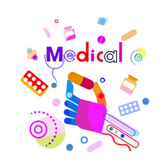 Hand Holding Pill, Medical Help Therapy, Medicine Treatment Concept Vector Illustration