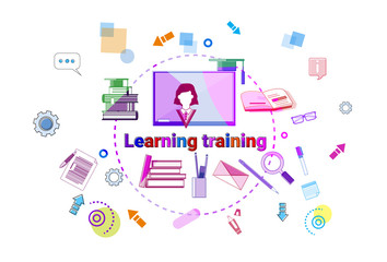 Learning Training Courses Banner Online Education Elearning Concept Vector Illustration