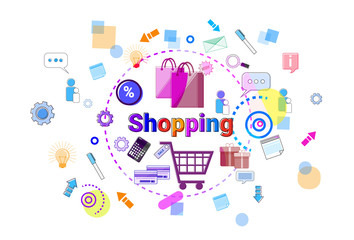 Shopping Online Concept Mobile Retail Store Internet Purchase Banner Vector Illustration