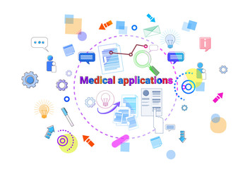 Healthcare Mobile App Banner Online Medical Therapy Applications, Medicine Treatment Concept Vector Illustration