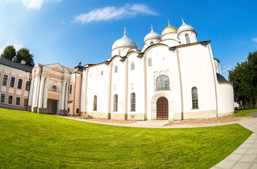Fototapeta na wymiar Russian orthodox St. Sophia Cathedral in Veliky Novgorod, Russia. Cathedral was founded in 1050