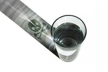 glass of toxic water, poisoned liquid concept 