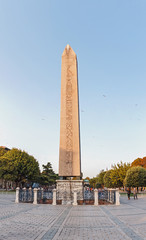 Ancient Egyptian obelisk of the pharaoh in the center of the Istanbul Sultanahmet Square