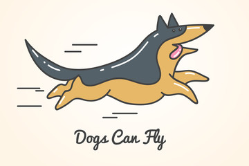 funny cute cartoon german shepherd dog