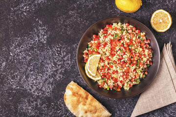 Tabbouleh salad, traditional middle eastern or arab dish.