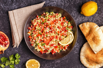 Tabbouleh salad, traditional middle eastern or arab dish.