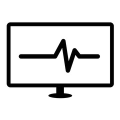 Heart beat black vector icon