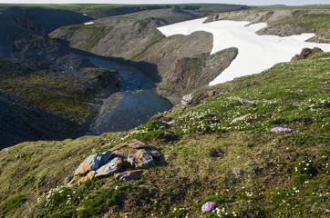 Fototapeta premium High canyon in the Arctic, on the polar island