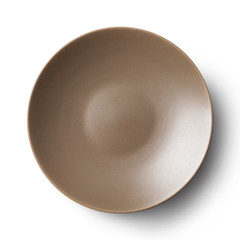 Simple circular porcelain plate isolated on whit with clipping path