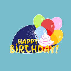 Happy Birthday Sticker Social Media Network Message Badges Design Vector Illustration