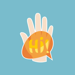 Hi Sticker Social Media Network Message Badges Design Vector Illustration