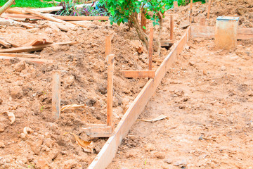 wood plan On the floor in construction working site