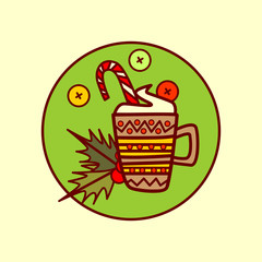 Cocoa Cup Icon Merry Christmas And Happy New Year Concept Winter Holidays Hand Drawn Collection Vector Illustration