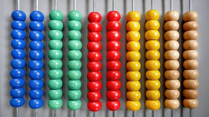 Abacus for Counting Practice Center Aligned on Gray Background