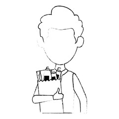 man with bag of groceries