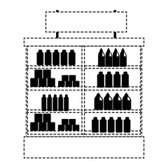 supermarket fridge with products