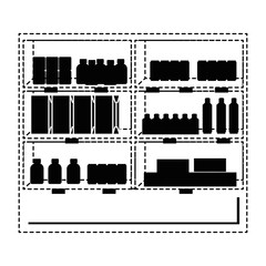 supermarket fridge with products