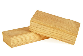 Two wooden bars on a white background