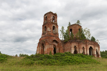 Ruined Church of the Kazan icon of the Mother of God. The  Village Of Russian Noviki. Valday district, Novgorod region, Russia