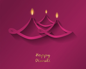 Diwali lamps - concept of card with wishes. Vector.