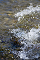 Fototapeta na wymiar Water flowing over rocks on the River Ettrick