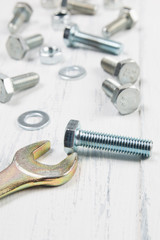steel metal bolt, wrench,washerand nut