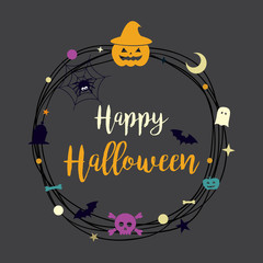 Halloween Laurel Wreath design template for greeting card, ad, promotion, poster, flier, blog, article, social media, marketing.