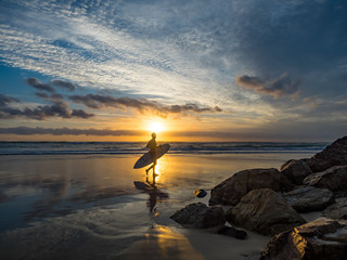 Surfer sunrise silhouette